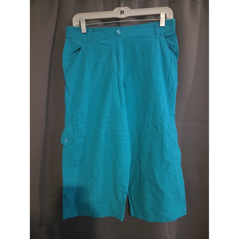 White Stag Medium Turquoise Capri Pants Elastic Waist Pockets Vintage